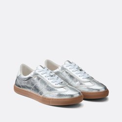 Zapatillas retro de piel metalizada