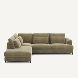 Sofá cama esquinero izquierdo de terciopelo de lino Marsile