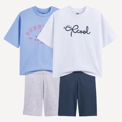 Lote de 2 pijamas cortos oversize, camiseta y ciclista, algodón