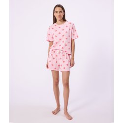 Pijama corto de algodón, estampado de corazones