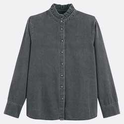 Camisa con cuello victoriano, manga larga
