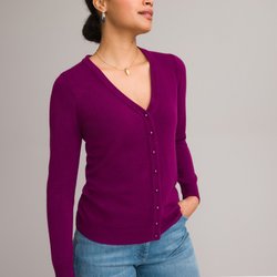 Chaqueta con cuello de pico, punto de tacto muy suave