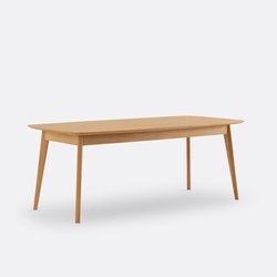 Mesa de comedor chapada en roble con 8 plazas, Biface