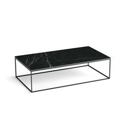 Mesa de centro rectangular. metal de acero negro y mármol Mahaut