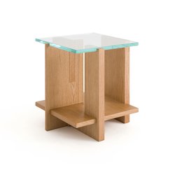 Mesita rinconera de roble y cristal templado, Laby