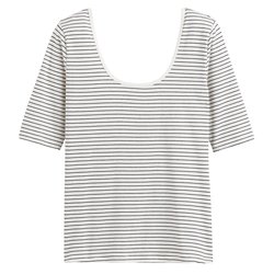 Camiseta con cuello bailarina, de rayas