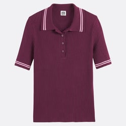 Jersey de cuello polo, manga corta, punto canalé fino