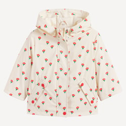 Chubasquero con capucha de goma, estampado floral