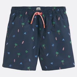 Bañador, estampado de palmeras, olas y tablas de surf
