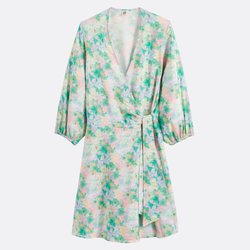 Vestido corto de mangas 3/4 con estampados florales