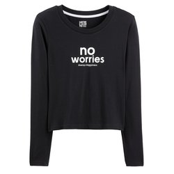 Camiseta cropped de manga larga con mensaje