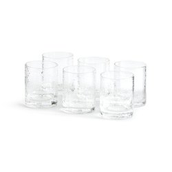 Juego de 6 vasos de vidrio efecto martillado, Marteo