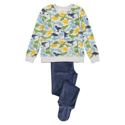 Pijama con cubrepies de terciopelo, estampado de dinosaurios
