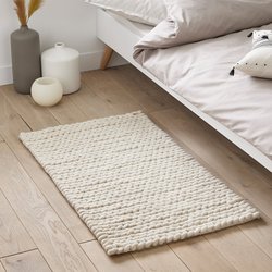 Alfombra de cama Diano, 100% lana, efecto tricot