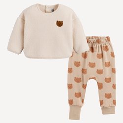 Conjunto de 2 piezas, jersey de borreguito y sarouel con bajos de pernera enrollables