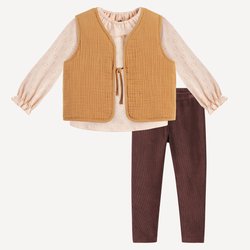 Conjunto de 3 piezas con chaleco, blusa y pantalón