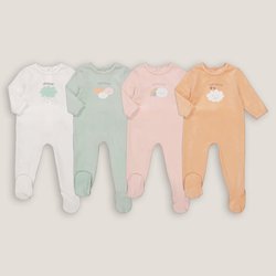 Lote de 4 pijamas 1 pieza aterciopelados, estampado nube