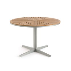 Mesa de jardín redonda de teca y aluminio, Maestrale