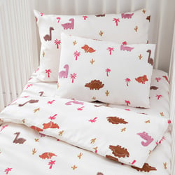 Funda de almohada de algodón para bebé, Dino Pop rosa