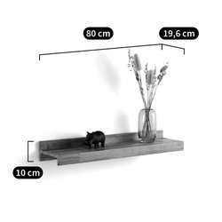 Estantería de pared de roble macizo 80 cm, Hiba