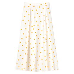 Falda larga, estampada de lunares
