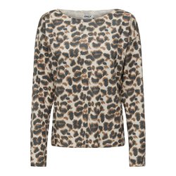 Suéter con cuello barco, estampado de leopardo