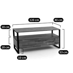 Mueble para TV, roble macizo, chapa de roble y acero, Hiba