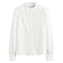Camisa con cuello victoriano, manga larga