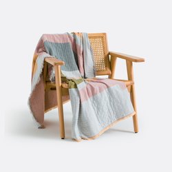 Manta de jacquard con motivos, bordes con flecos, LIZ