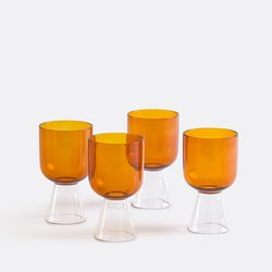 Lote de 4 copas con pie de vidrio borosilicato, Tolla