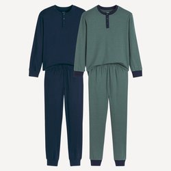 Lote de 2 pijamas de punto con cuello tunecino