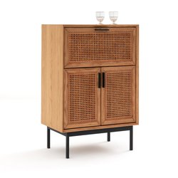 Mueble bar de roble y mimbre, Waska
