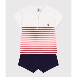Conjunto de algodón de 2 piezas, camiseta de cuello redondo y pantalón corto