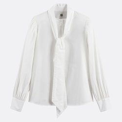 Camisa de lazo, de algodón, manga larga