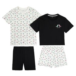 Lote de 2 pijamas con short de punto con estampado de dinosaurios