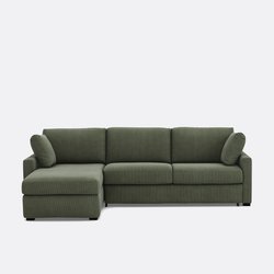 Sofá cama esquinero de pana de canalé fino, espuma, Timor