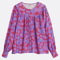Blusa oversize en viscosa, estampados florales