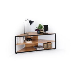 Mueble rinconero de TV roble macizo y acero, Hiba