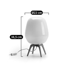Lámpara de mesa de madera y vidrio opalina, Boldo