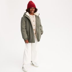 Parka con cremallera y capucha, forro mullido