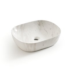Lavabo ovalado de cerámica efecto mármol, Mabel