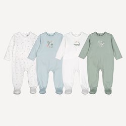 Lote de 4 pijamas de 1 pieza, estampados de animales