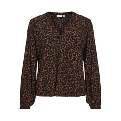 Blusa con estampado gráfico, cuello de pico