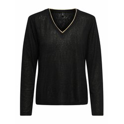 Camiseta dorada de manga larga y cuello en V de lúrex