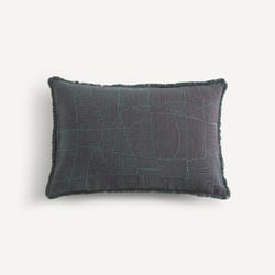 Funda de cojín bordada en lino y algodón, SORINE