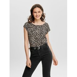 Blusa con estampado de lunares, cuello redondo y manga corta