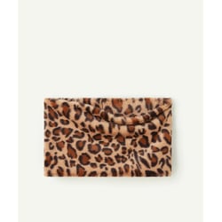 Bufanda tubular de tejido afelpado con estampado de leopardo