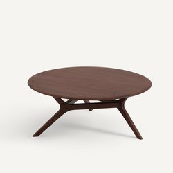 Mesa de centro de nogal macizo, diámetro 90 cm, MARICIELO