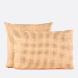 Conjunto de cama con un 30% de algodón reciclado, funda de almohada rectangular, estampado de cuadro