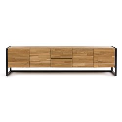 Mueble TV de roble macizo y metal al. 200 cm, Hiba